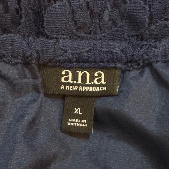NEW a.n.a A New Approach American Navy Blue Lace Off Shoulder Flowy Blouse Sz XL - Picture 5 of 11